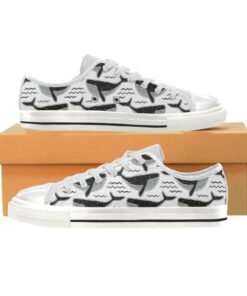 Black and White Whale Shoes - Whale Low Top Canvas Shoes