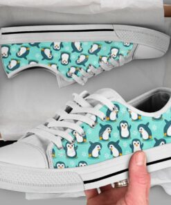 Blue Dabbing Penguin Shoes - Penguin Low Top Canvas Shoes