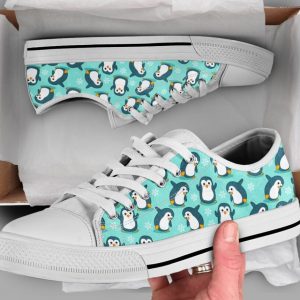Blue Dabbing Penguin Shoes - Penguin Low Top Canvas Shoes