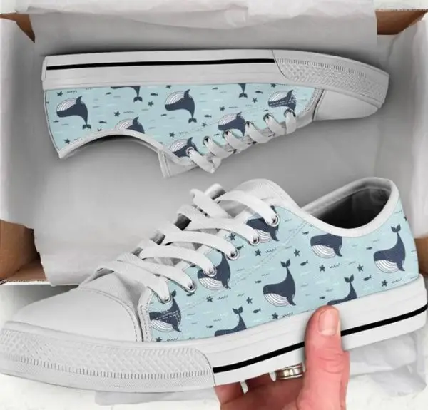 Blue Whale Shoes - Whale Low Top Canvas Shoes