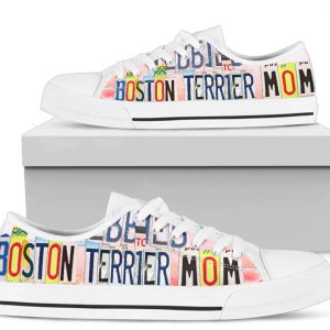 Boston Terrier Mom Shoes - Boston Terrier Low Top Canvas Shoes