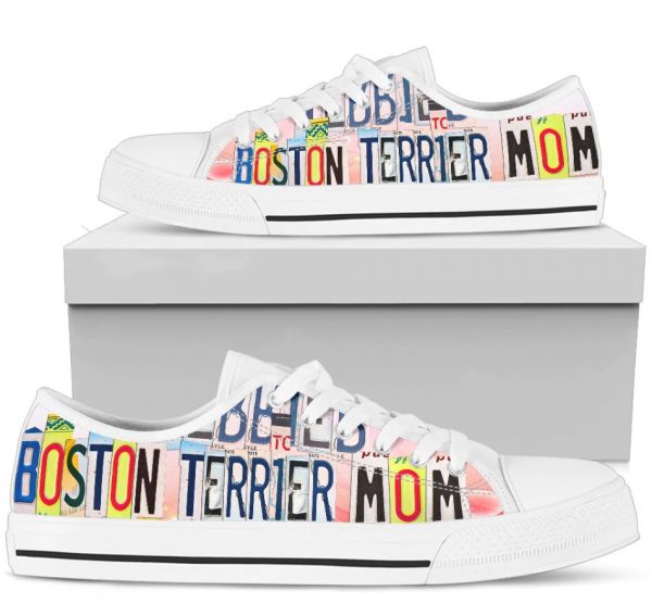 Boston Terrier Mom Shoes - Boston Terrier Low Top Canvas Shoes