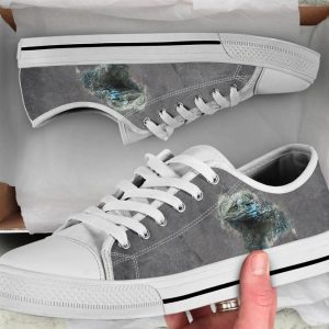 Breakin' Bearded Dragon Shoes - Bearded Dragon Low Top Canvas Shoes - White