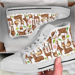 Brown Llama Shoes - Low Top Canvas