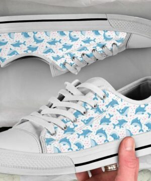 Cartoon Dolphin Shoes - Dolphin Low Top Canvas Shoes