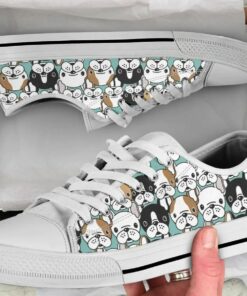 Cartoon French Bulldog Shoes - French Bulldog Low Top Canvas Shoes