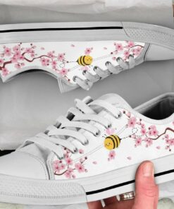 Cherry Blossom and Bee Shoes - Bee Low Top Canvas Shoes