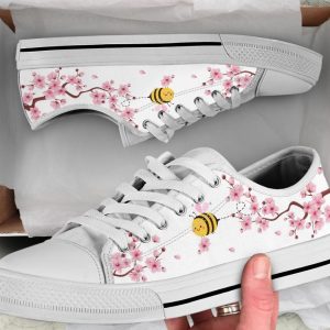 Cherry Blossom and Bee Shoes - Bee Low Top Canvas Shoes