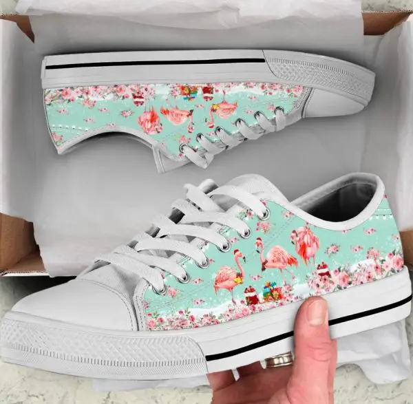 Christmas Flamingo Shoes - Flamingo Low Top Canvas Shoes