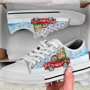 Christmas Golden Retriever Shoes - Golden Retriever Low Top Canvas Shoes