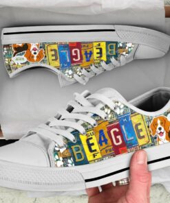 Colorful Beagle Shoes - Beagle Low Top Canvas Shoes