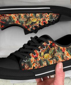 Colorful Bearded Dragon Shoes - Bearded Dragon Low Top Canvas Shoes - Black