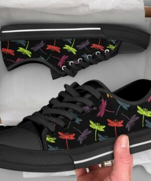Colorful Dragonfly Shoes - Dragonfly Low Top Canvas Shoes - Black