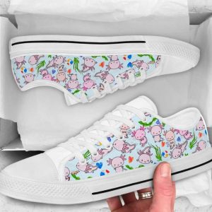 Cute Pink Axolotl shoes - Axolotl Low Top shoes