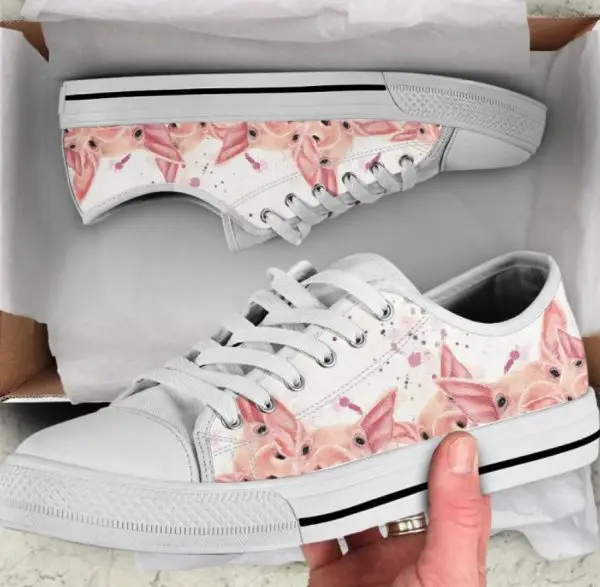 Cute Pink Pig Shoes - Pig Low Top Canvas Shoes