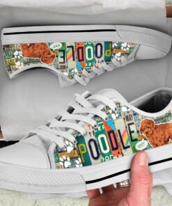 Cute Poodle Shoes - Poodle Low Top Canvas Shoes