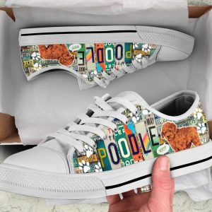 Cute Poodle Shoes - Poodle Low Top Canvas Shoes
