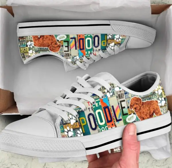 Cute Poodle Shoes - Poodle Low Top Canvas Shoes