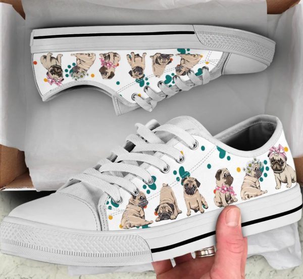 Cute Pug Shoes - Pug Low Top Canvas Shoes