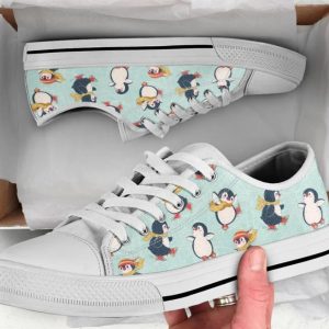 Cute Winter Penguin Shoes - Penguin Low Top Canvas Shoes