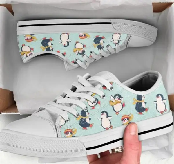 Cute Winter Penguin Shoes - Penguin Low Top Canvas Shoes