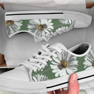 Daisy Flower and Bee Shoes - Bee Low Top Canvas Shoes
