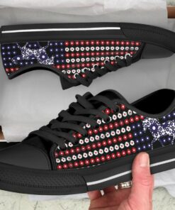 Daisy USA Flag Horse Shoes - Horse Low Top Canvas Shoes - Black
