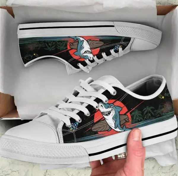 Dark Shark Shoes - Shark Low Top Canvas Shoes