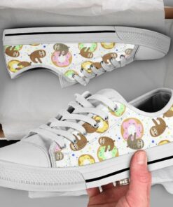 Donut Sloth Shoes - Sloth Low Top Canvas Shoes