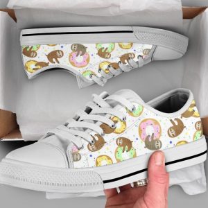 Donut Sloth Shoes - Sloth Low Top Canvas Shoes