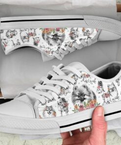 Drawing Pomeranian Shoes - Pomeranian Low Top Canvas Shoes