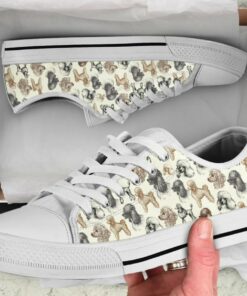 Drawing Poodle Shoes - Poodle Low Top Canvas Shoes