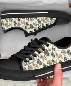 Drawing Poodle Shoes - Poodle Low Top Canvas Shoes - Black