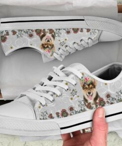 Flower Corgi Shoes - Corgi Low Top Canvas Shoes