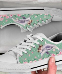 Flower Dolphin Shoes - Dolphin Low Top Canvas Shoes