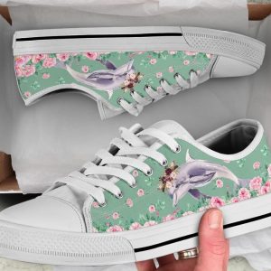 Flower Dolphin Shoes - Dolphin Low Top Canvas Shoes