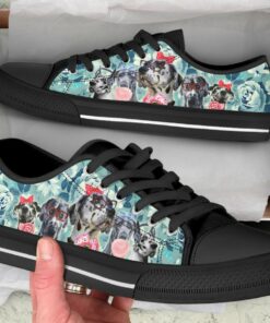 Flower Great Dane Shoes - Great Dane Low Top Canvas Shoes