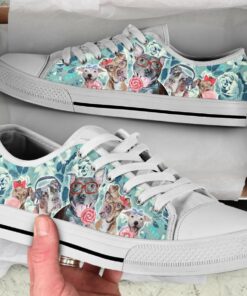 Flower Pitbull Shoes - Pitbull Low Top Canvas Shoes