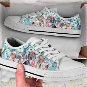 Flower Pitbull Shoes - Pitbull Low Top Canvas Shoes