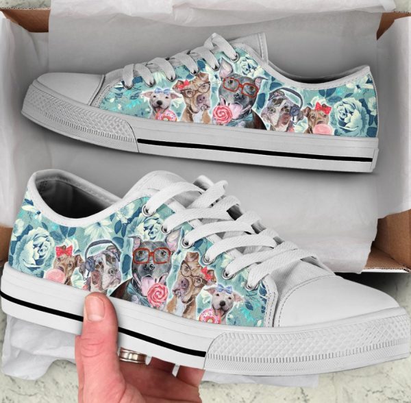 Flower Pitbull Shoes - Pitbull Low Top Canvas Shoes