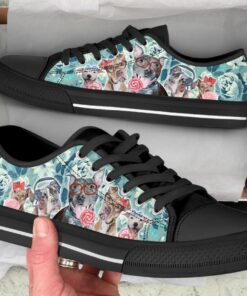 Flower Pitbull Shoes - Pitbull Low Top Canvas Shoes - Black