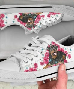 Flower Rottweiler Shoes - Rottweiler Low Top Canvas Shoes