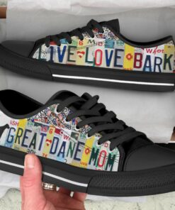 Great Dane Mom Shoes - Great Dane Low Top Canvas Shoes - Black