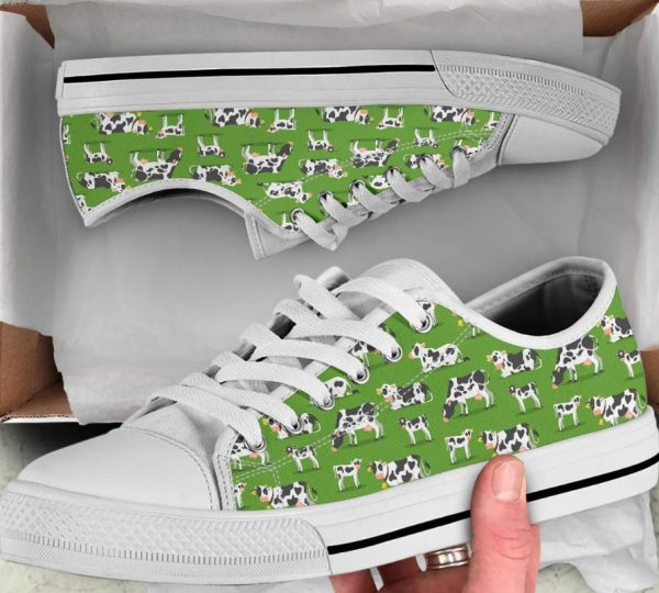Green Cow Shoes - Cows Low Top Canvas Shoes
