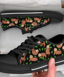 Green Leaves and Sloth Shoes - Black