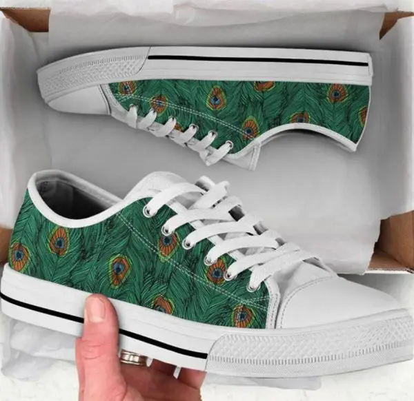 Green Peacock Shoes - Peacock Low Top Canvas Shoes