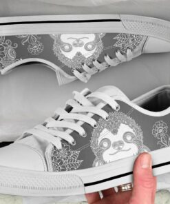 Grey Boho Sloth Shoes - Sloth Low Top Canvas Shoes