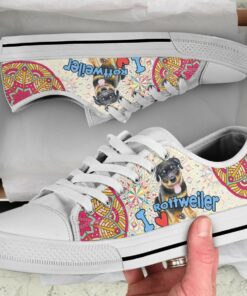 I Love Rottweiler Shoes - Rottweiler Low Top Canvas Shoes
