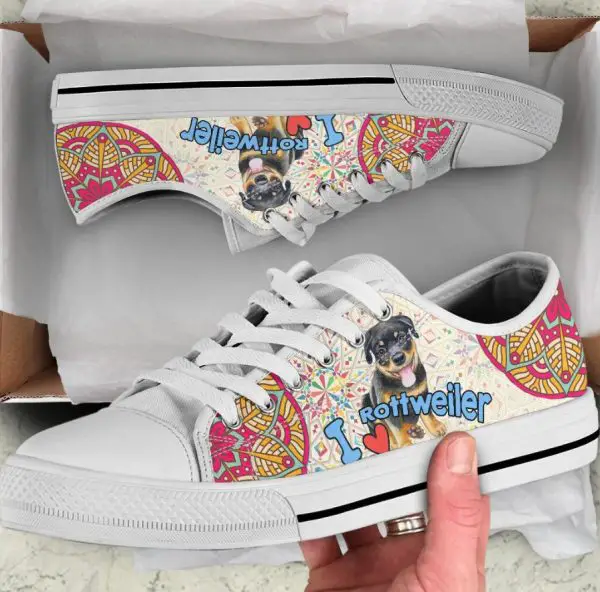 I Love Rottweiler Shoes - Rottweiler Low Top Canvas Shoes