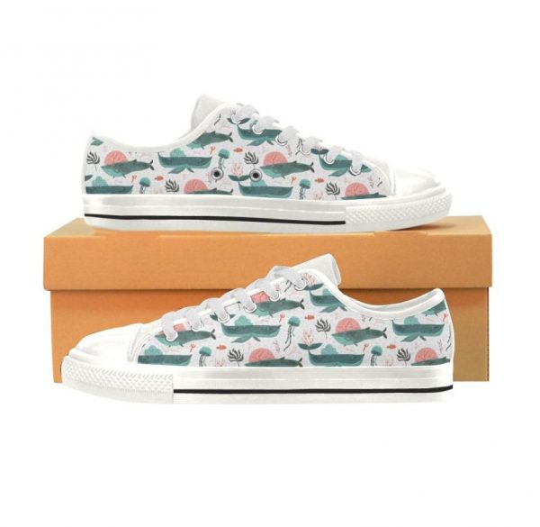 Jellyfish and Whale Shoes - Whale Low Top Canvas Shoes